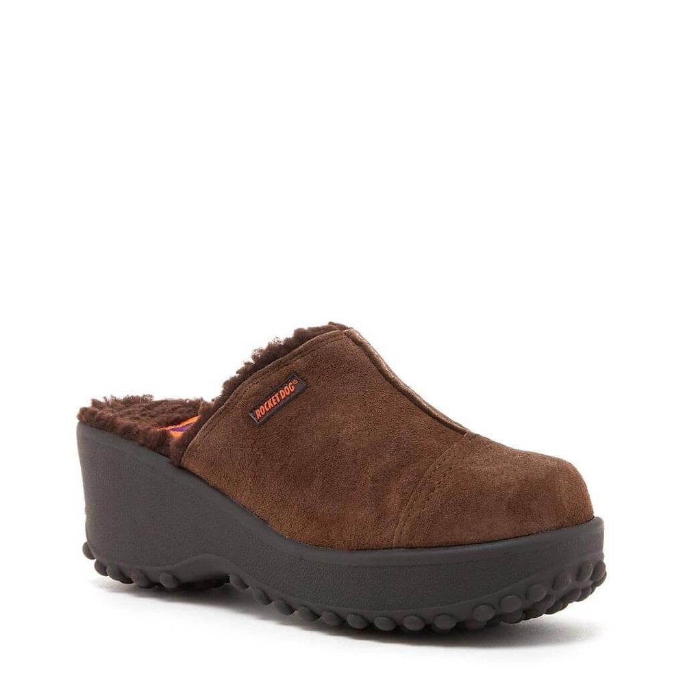 🆕 Rocket Dog ‘Fran’ Brown Nubuck W/ Faux Shearling Clogs 8.5 - Picture 4 of 14